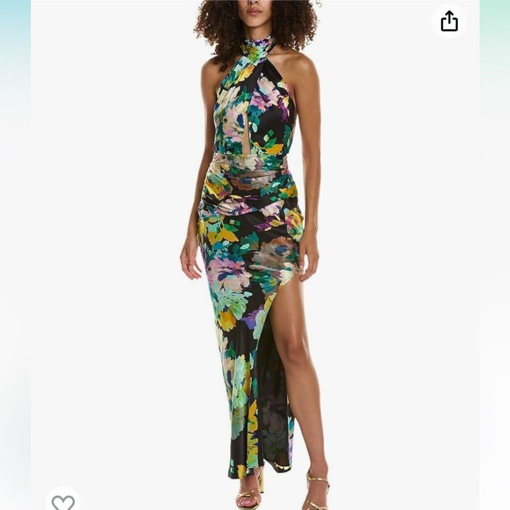 Nicholas Catalina Halter Cut Out Silk Floral Dress.Size 6